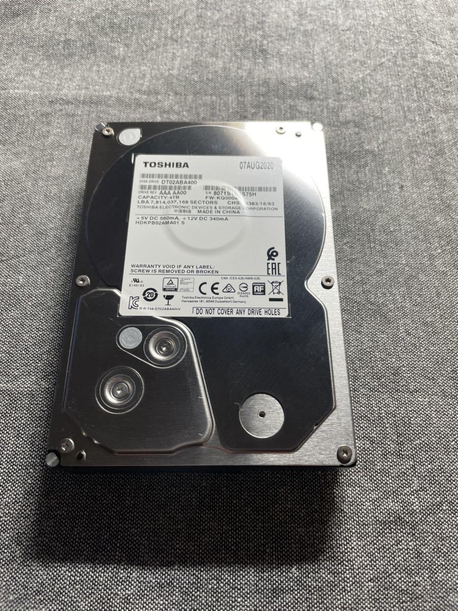 東芝 HDD 4TB 3.5インチ 1円スタート！！　TOSHIBA ハードディスク