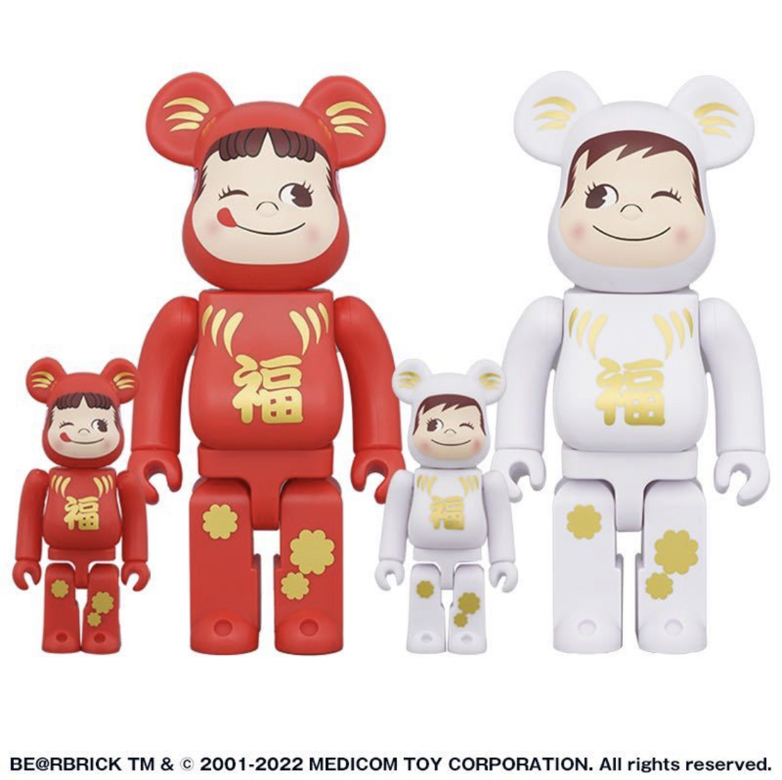  BE@RBRICK ベアブリック ペコちゃん メディコムトイ 達磨 ダルマ ペコちゃん & ポコちゃん 100% & 400% 4体セット(キューブリック、ベアブリック)｜売買されたオークション情報、yahooの商品 キューブリック、ベアブリック
