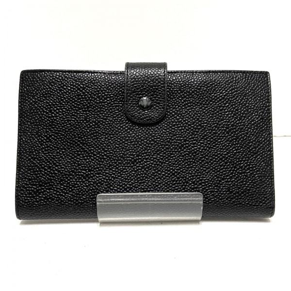 シャネル CHANEL 長財布 - キャビアスキン 黒 ココマーク/がま口