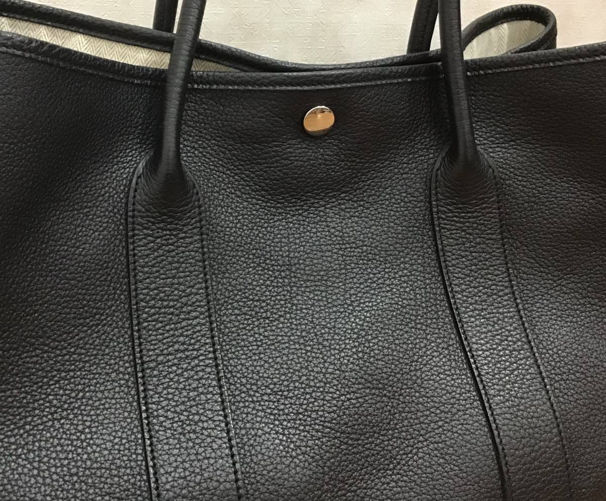 HERMES エルメス ガーデンパーティ ネゴンダ オールレザー ブラック 黒 トートバッグ ハンドバッグ 内袋・共箱付き_ エルメス ネゴンダ HERMES 051568CK ネイビー ネゴンダ入荷