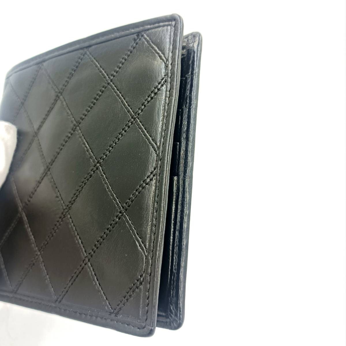 CHANEL シャネル ビコローレ二つ折り札入れ カードケース シリアルシール有 正規品】□美品□1円□CHANEL シャネル ビコローレ 2つ折り財布 ブラック
