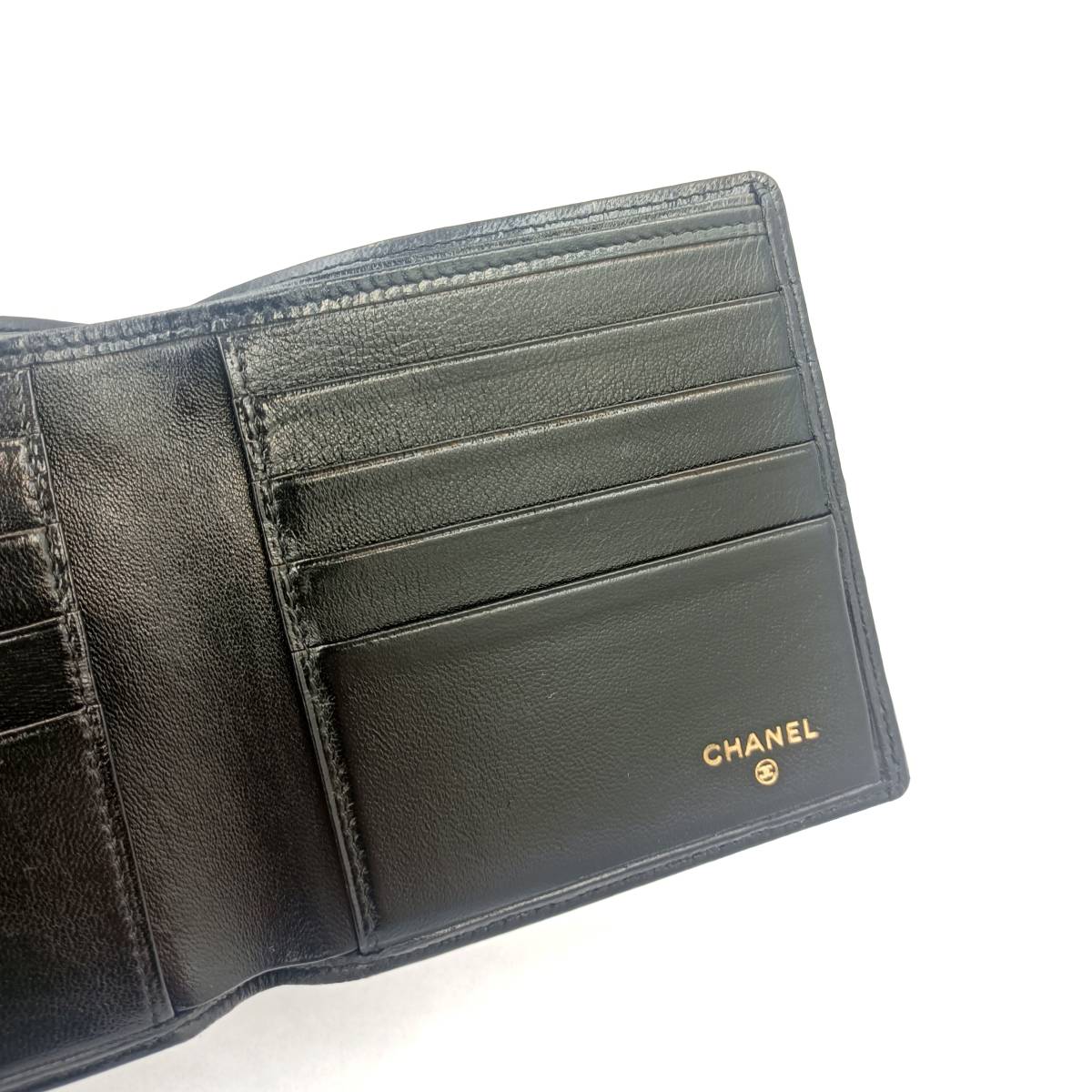 正規品】□美品□1円□CHANEL シャネル ビコローレ 2つ折り財布 ブラック