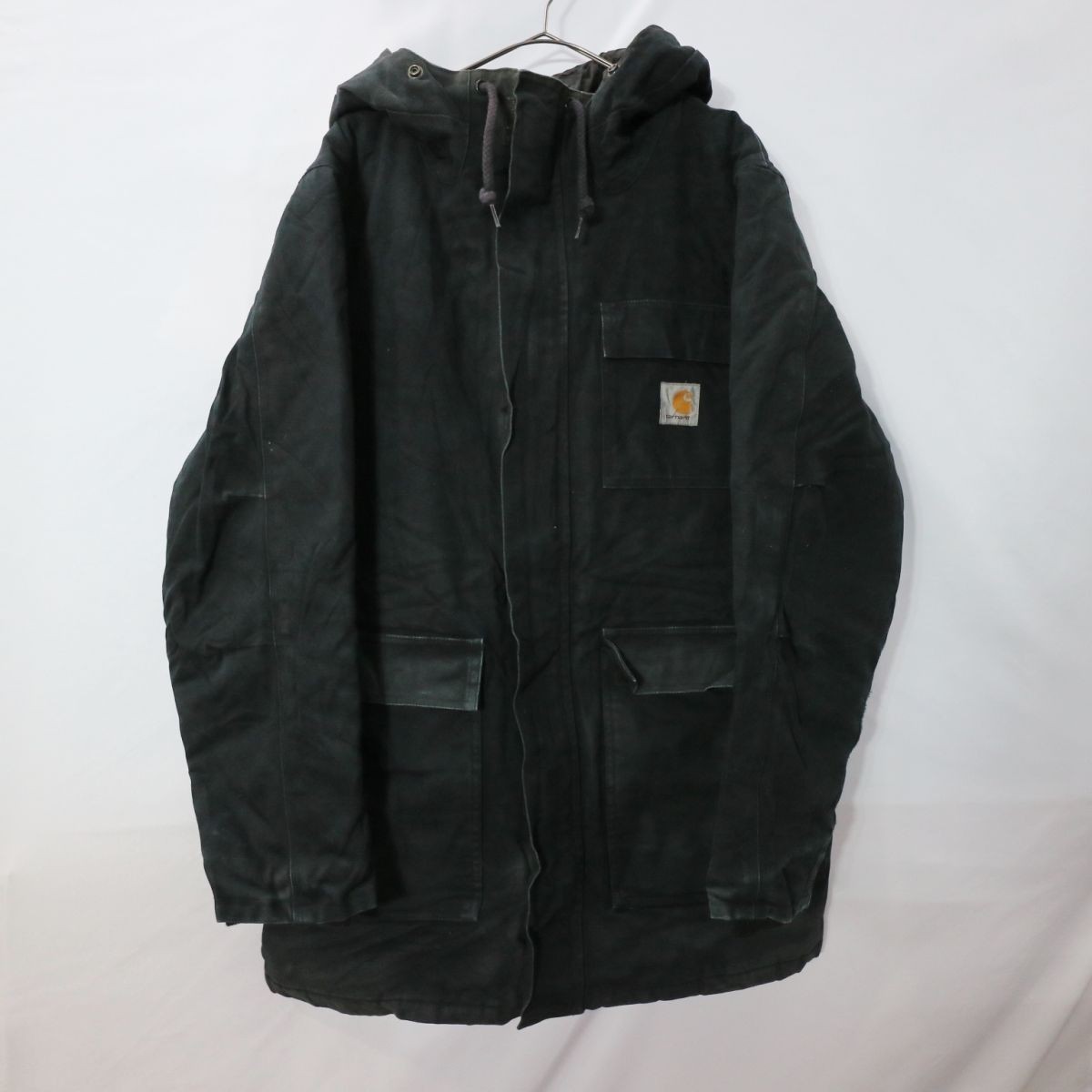 Carhartt カーハート ダックフーデッドジャケット ワークウェア 防寒 機能性素材 フェード アウター ブラック 黒 (Ｌ) 中古 古着 L9120