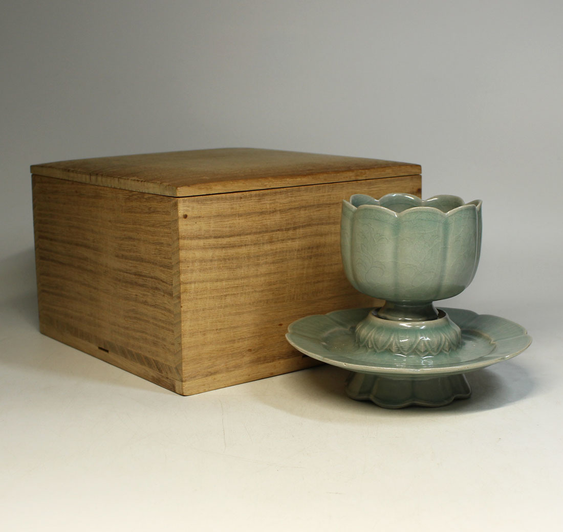 本物　高麗青磁盃・盃台