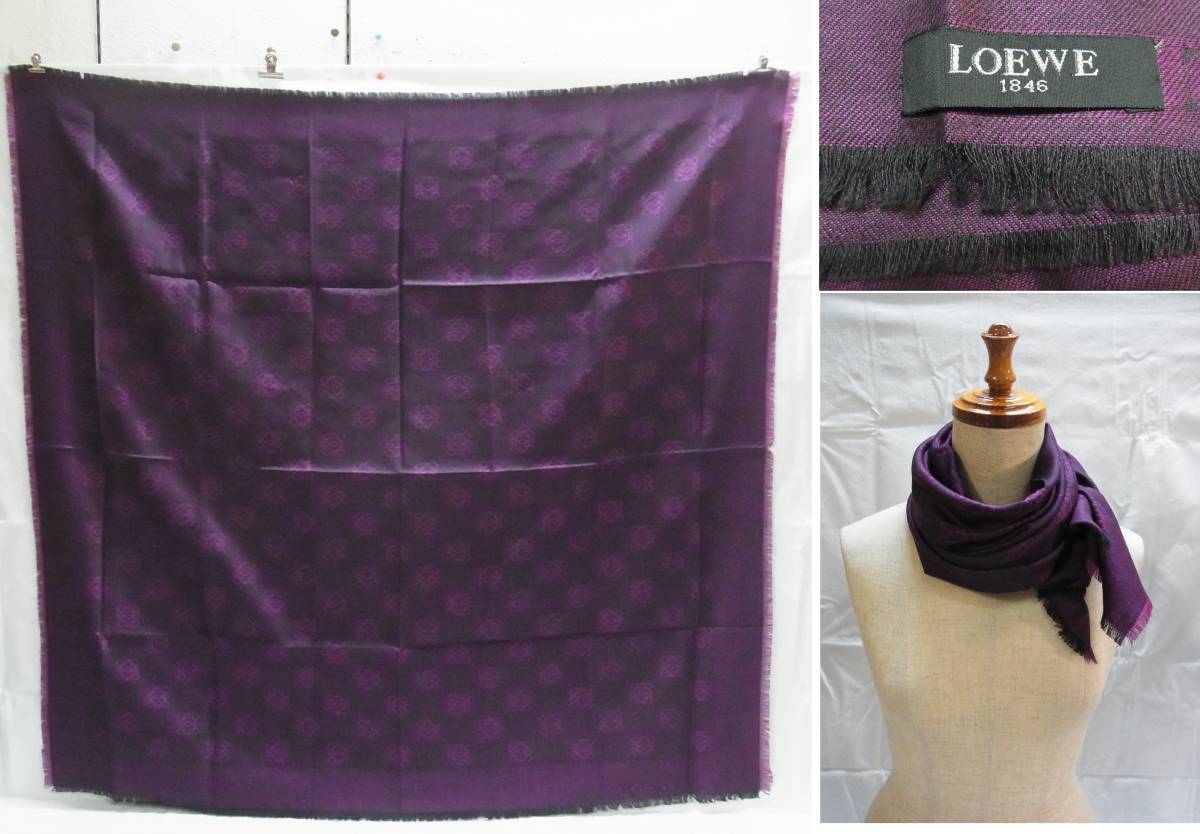 シルク混】LOEWE ロエベ☆アナグラム ウール スカーフ☆シルク30