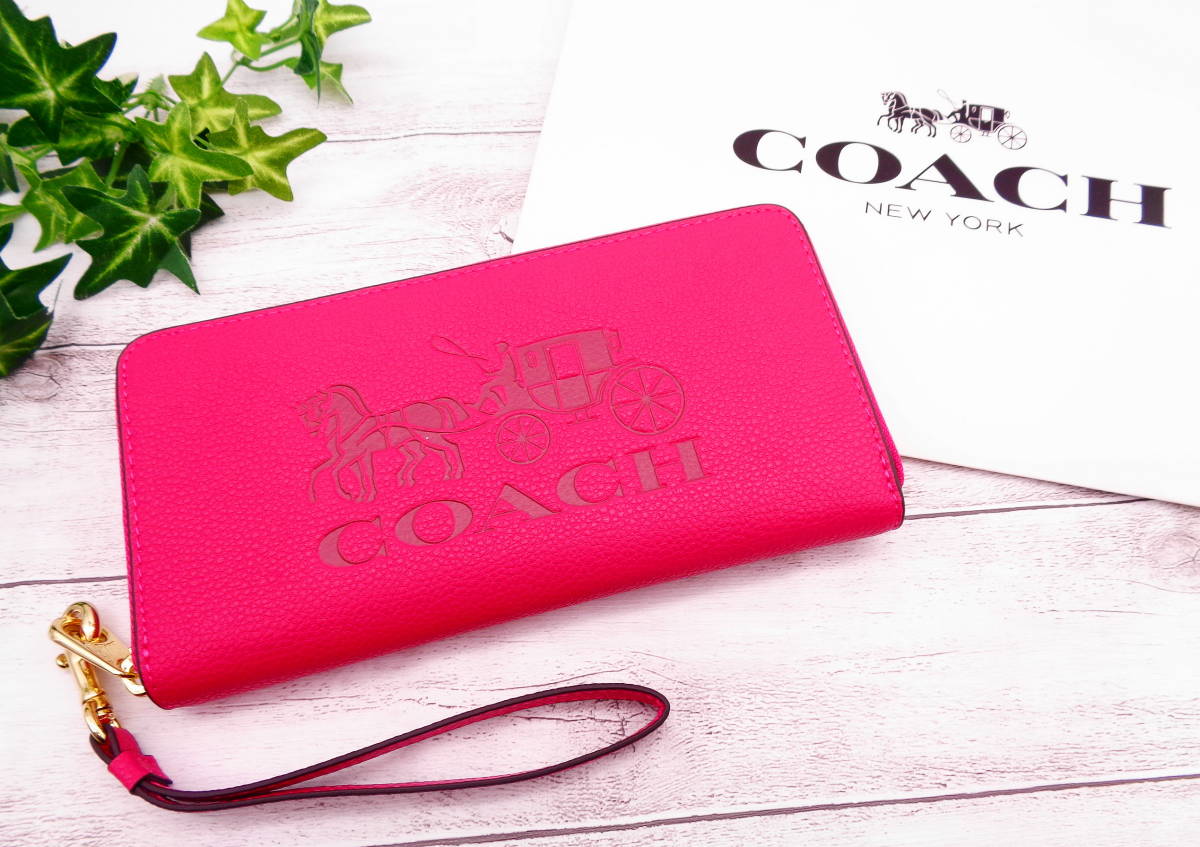 未使用 正規品 y 新品 同様 コーチ COACH 長財布 ピンク pink
