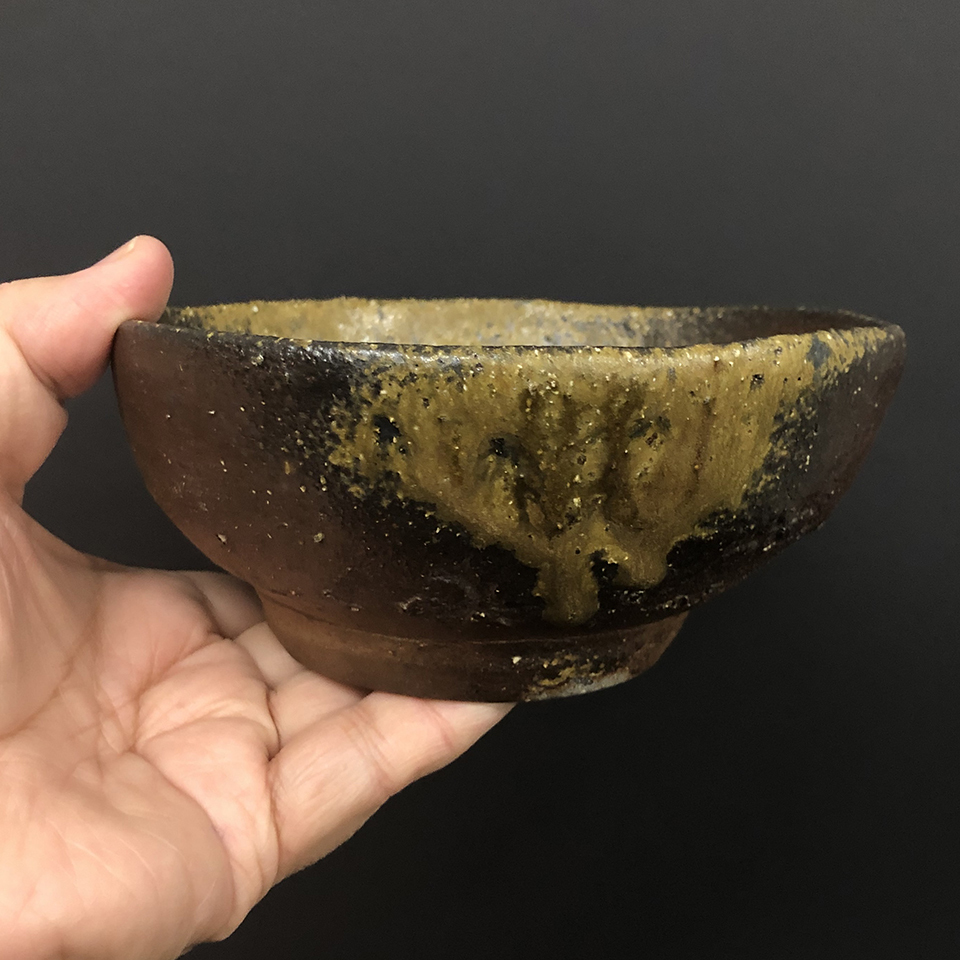 伝説の陶芸家 國吉清尚 焼締 珊瑚紋 窯変 茶碗 マカイ (検索用 国吉清