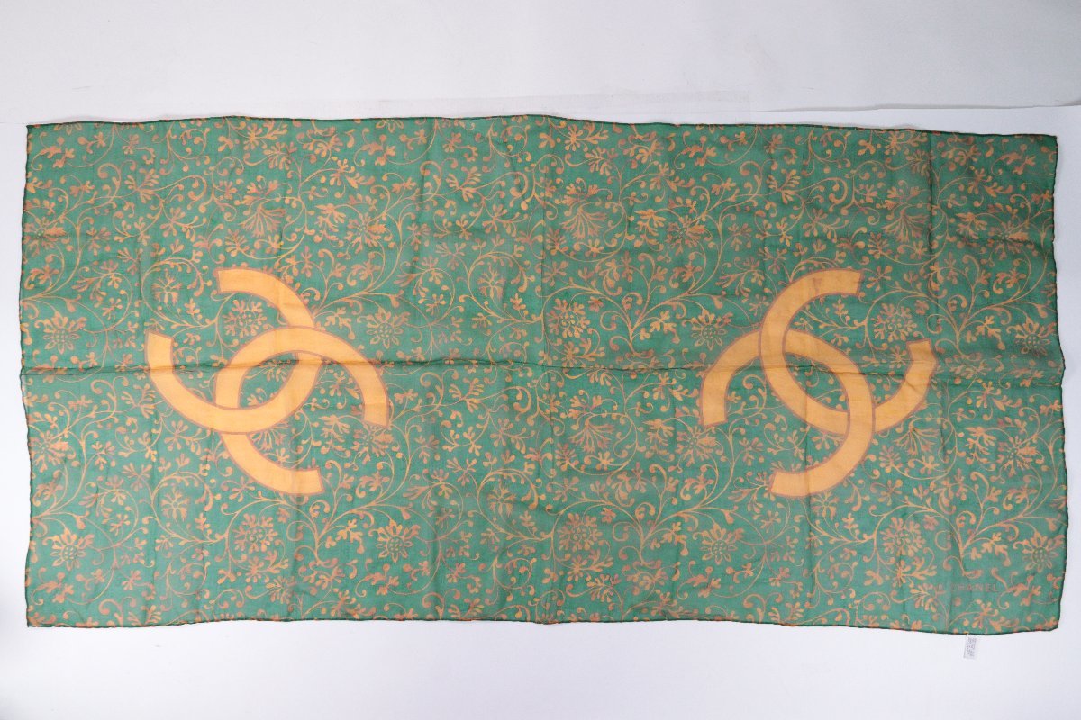 CHANEL シャネル ココマーク シルク100％ シフォン ストール 大判