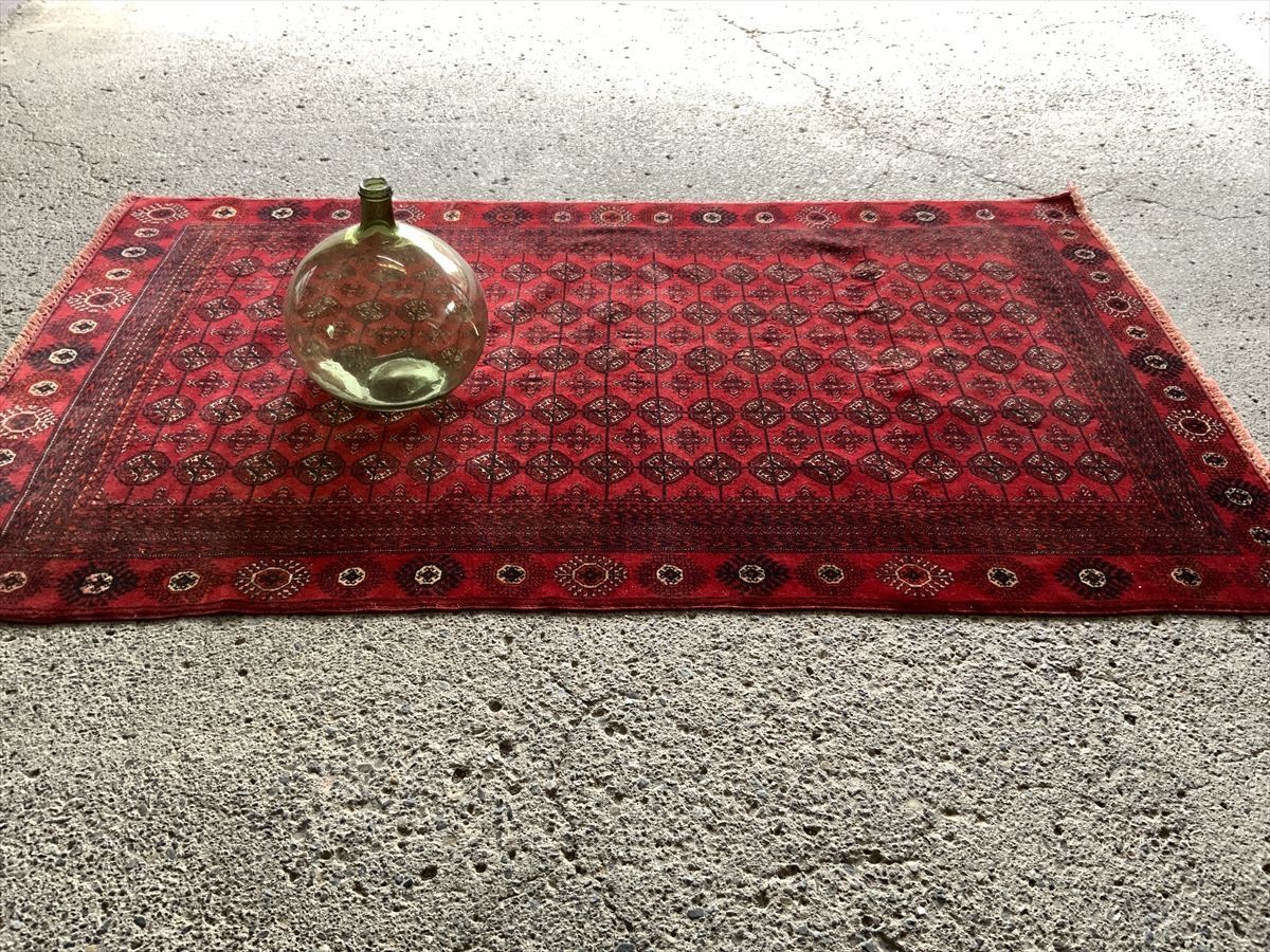 ★上質ウール★190×109cm アフガニスタン・ヘラート産 絨毯 ラグ アンティーク家具 トライバル カーペット 02ANMRL230116018D