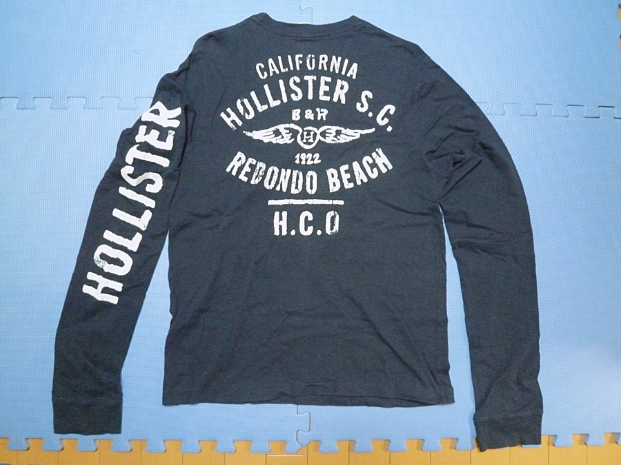 激レア!本物ホリスターHOLLISTER 両面・袖プリント ロンT長袖Tシャツ M