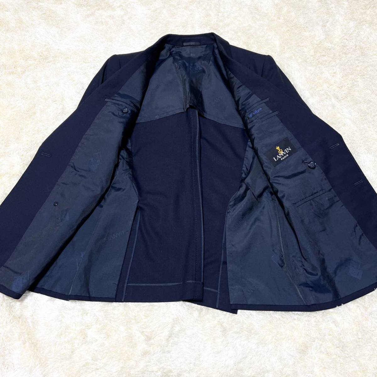 LANVIN【圧倒的存在感】ランバン 紺ブレ ブレザー ダブル 銀ボタン 銀 
