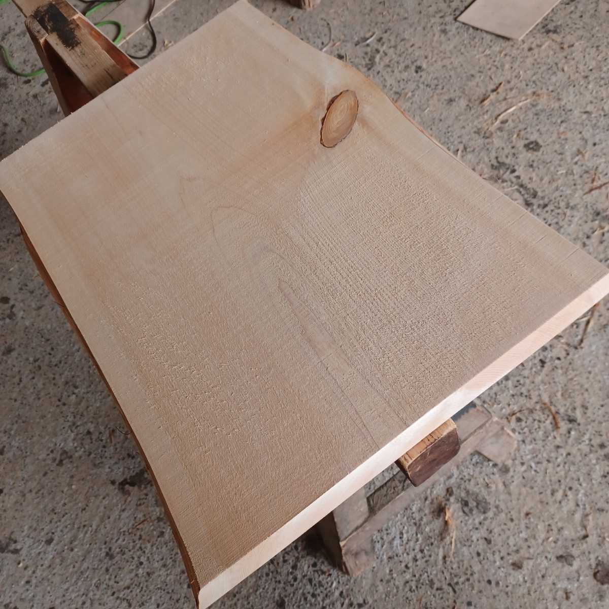C-1017【63×45～47×4.8cm】 国産ひのき 耳付節板 　テーブル 椅子 看板 一枚板 桧 檜 DIY