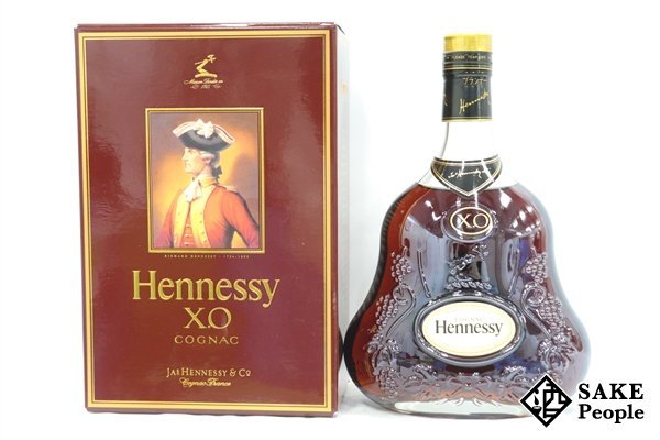 ◇未開栓 Hennessy X.O コニャック 金キャップ クリアボトル 箱付き ヘネシー XO 金キャップ クリアボトル 1000ml コニャック ブランデー