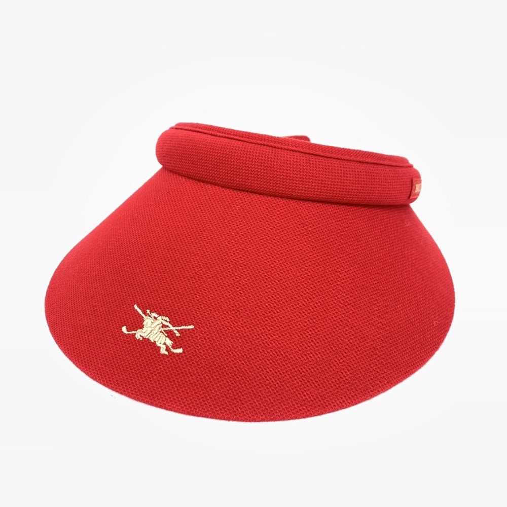 新品同様◆BURBERRY GOLF バーバリーゴルフ サンバイザー 56-59cm◆ レッド チェック レディース 帽子 ハット hat 服飾小物