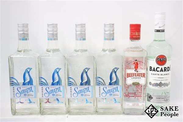 ●注目! スピリッツ6本セット サウザシルバー 750ml ビーフィーター ジン 700ml バカルディ 750ml
