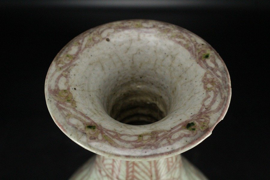 中国美術 釉裏紅 刻龍紋 壷(K-A720) 中国美術 釉裏紅 刻龍紋 壷(K-A720