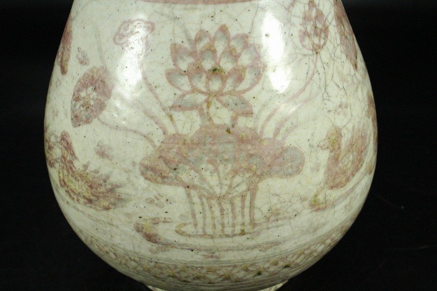 中国美術 釉裏紅 刻龍紋 壷(K-A720) 中国美術 釉裏紅 刻龍紋 壷(K-A720