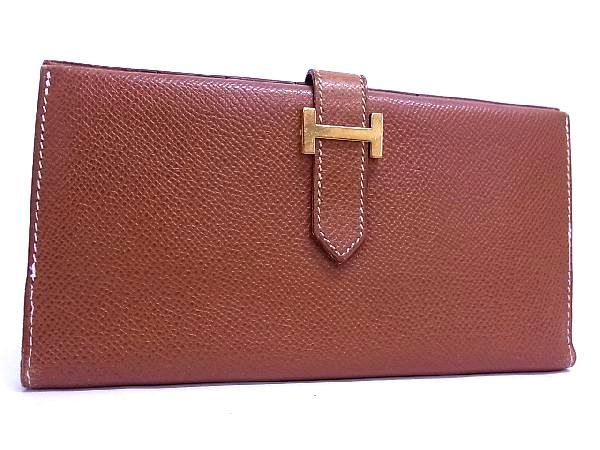 新作，SALE 1円 HERMES エルメス ベアン クラシック クシュベル ゴールド金具 二つ折り 長財布 ウォレット 札入れ Y刻印 ブラウン系 BC0273コN(女性用財布)｜売買されたオークション情報、yahooの商品情報を 服飾小物