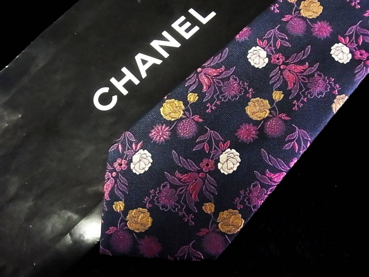 ♪:.*:1018【美品】シャネル【CHANEL】【刺繍・花】ネクタイ☆ 【公式