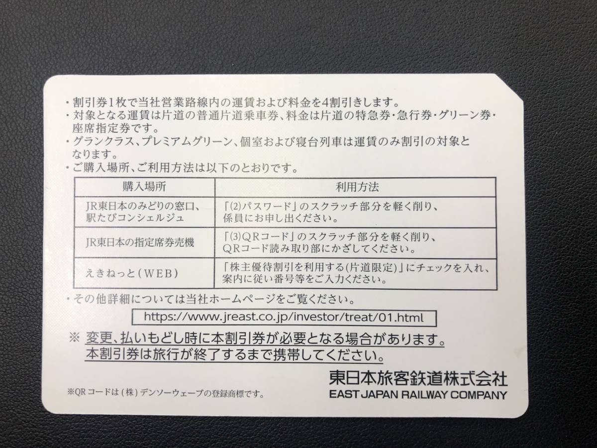 ネコポス発送】A044 JR東日本/鉄道株主優待券/4枚/有効期限2023年6月30