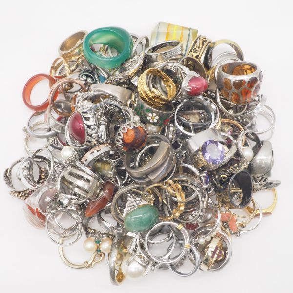 R0107 リング 指輪 まとめて 500g以上 セット 真珠 パール シルバー カラーストーン多数 大量 1円