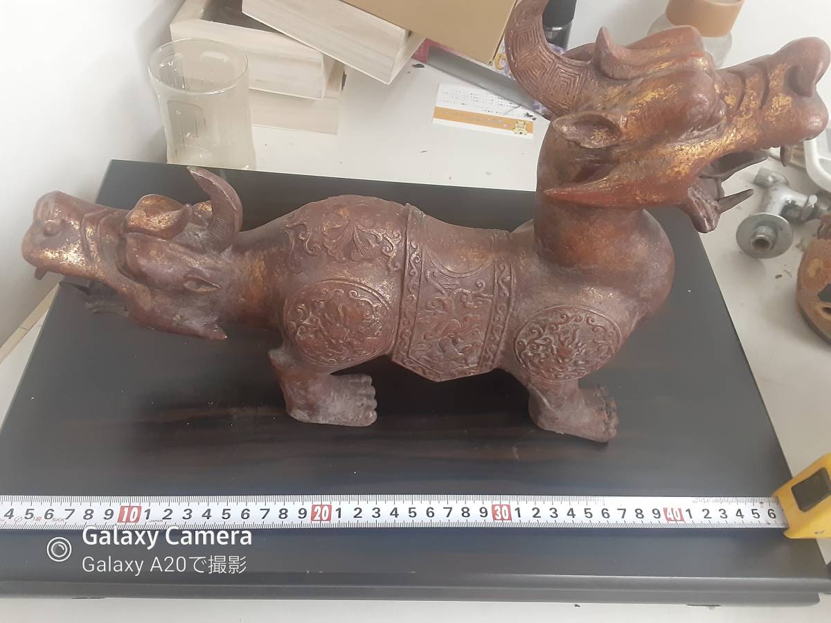 中国古銅 麒麟 麒麟 置物 工芸品 香炉時代唐物 古銅麒麟 首割れ香炉