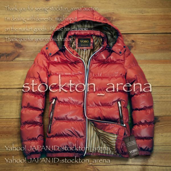 新品*VORG*ヴォーグ Ultra Light 中綿ジャケット XXXL レッド ■メンズ 赤 フード取り外し可能 軽量フェイクダウンジャケット コート el6