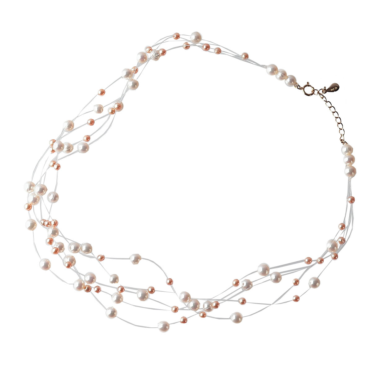 タサキ K18YG ゴールド 5連 ワイヤー パール ネックレス