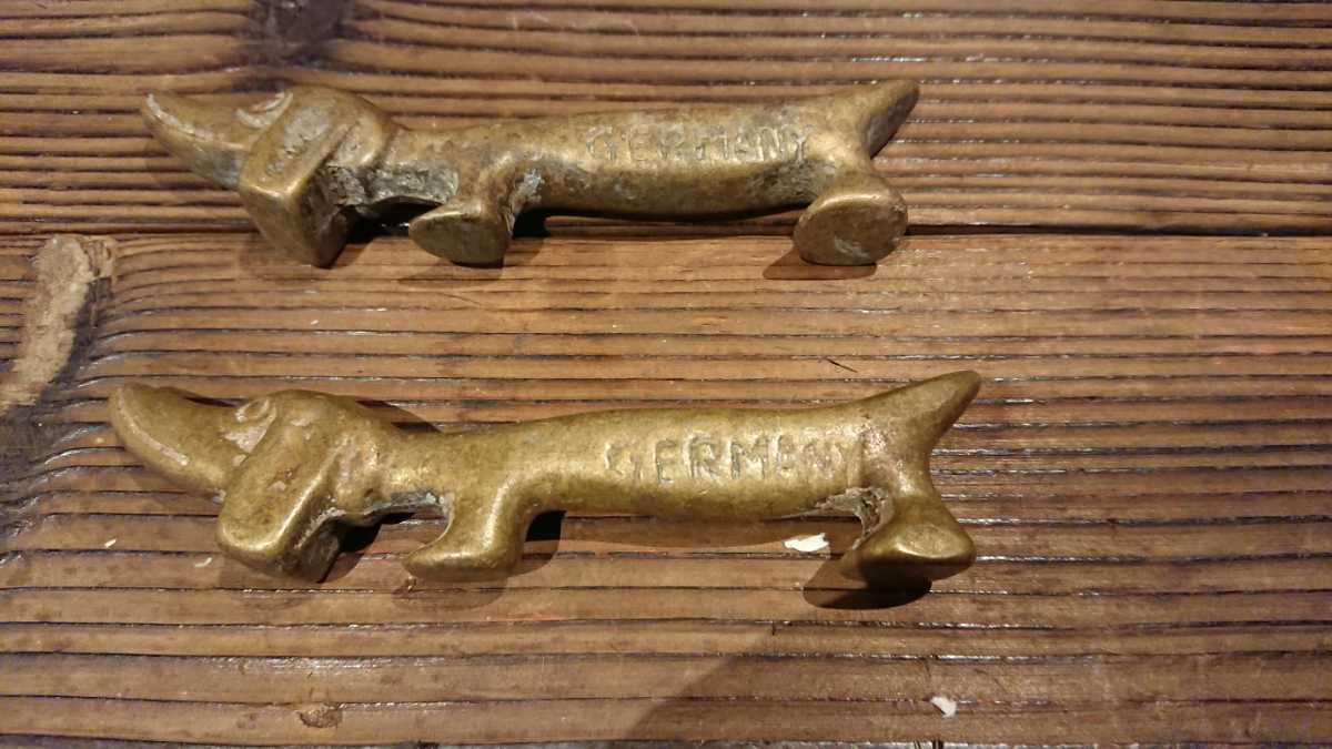 ダックスフンド ドイツ ビンテージ 真鍮置物 文鎮 二点セット 