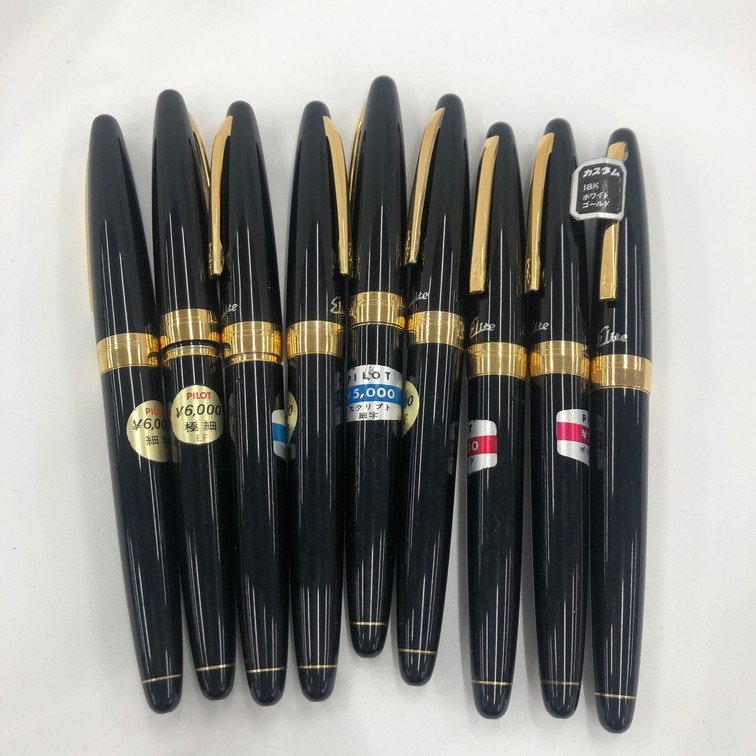 PILOTパイロット Elite エリート万年筆 ペン先18k-750 格子柄 中古 