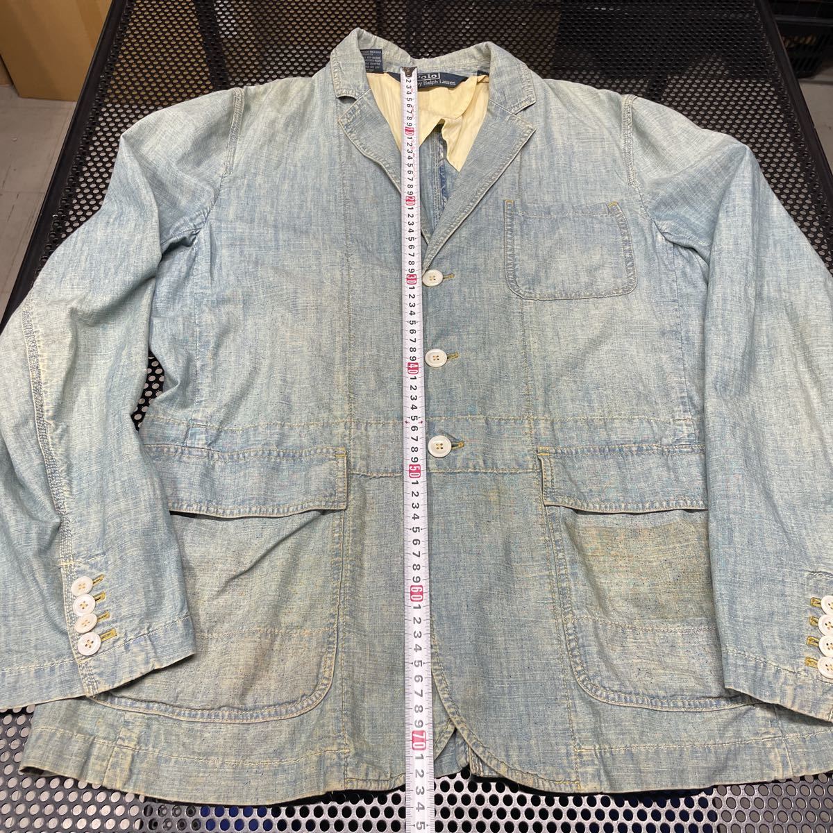ラルフローレン Ralph Lauren シャンブレー生地 三つボタン ジャケット 