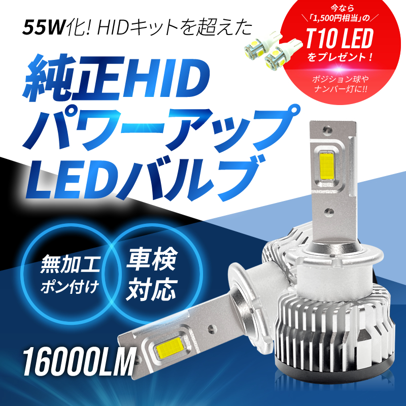 HIDより明るい○ スカイライン / R34 (H10.5～H14.8) D2R 光量アップ 純正 HID パワーアップ LEDヘッドライト 1年保証