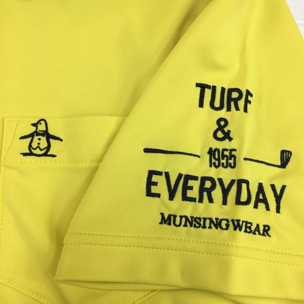 【超美品】Munsingwear マンシングウェア 半袖ポロシャツ イエロー×白 胸ポケット ペンギン刺しゅう メンズ L ゴルフウェア マンシングウェア 半袖ポロシャツ Munsingwear 総柄 メンズゴルフシャツ ブラック総柄