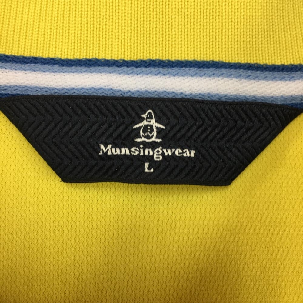 【超美品】Munsingwear マンシングウェア 半袖ポロシャツ イエロー×白 胸ポケット ペンギン刺しゅう メンズ L ゴルフウェア マンシングウェア 半袖ポロシャツ Munsingwear 総柄 メンズゴルフシャツ ブラック総柄