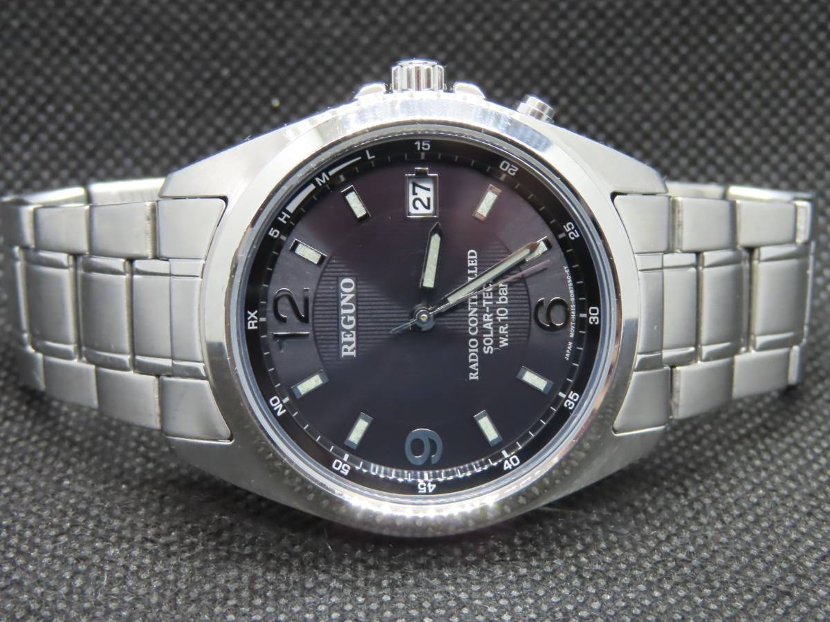 1円～【良品】CITIZEN/シチズン REGUNO/レグノ ソーラー電波時計 