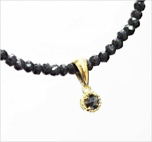 輝】芸能人御用達 天然ブラック ダイヤモンド ネックレス (18 K22-1