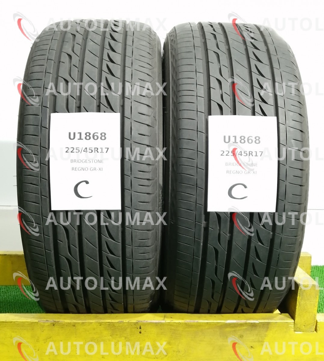 225/45R17 91W Bridgestone REGNO GR-XI 中古 サマータイヤ 2本セット ブリヂストン U1868.C 