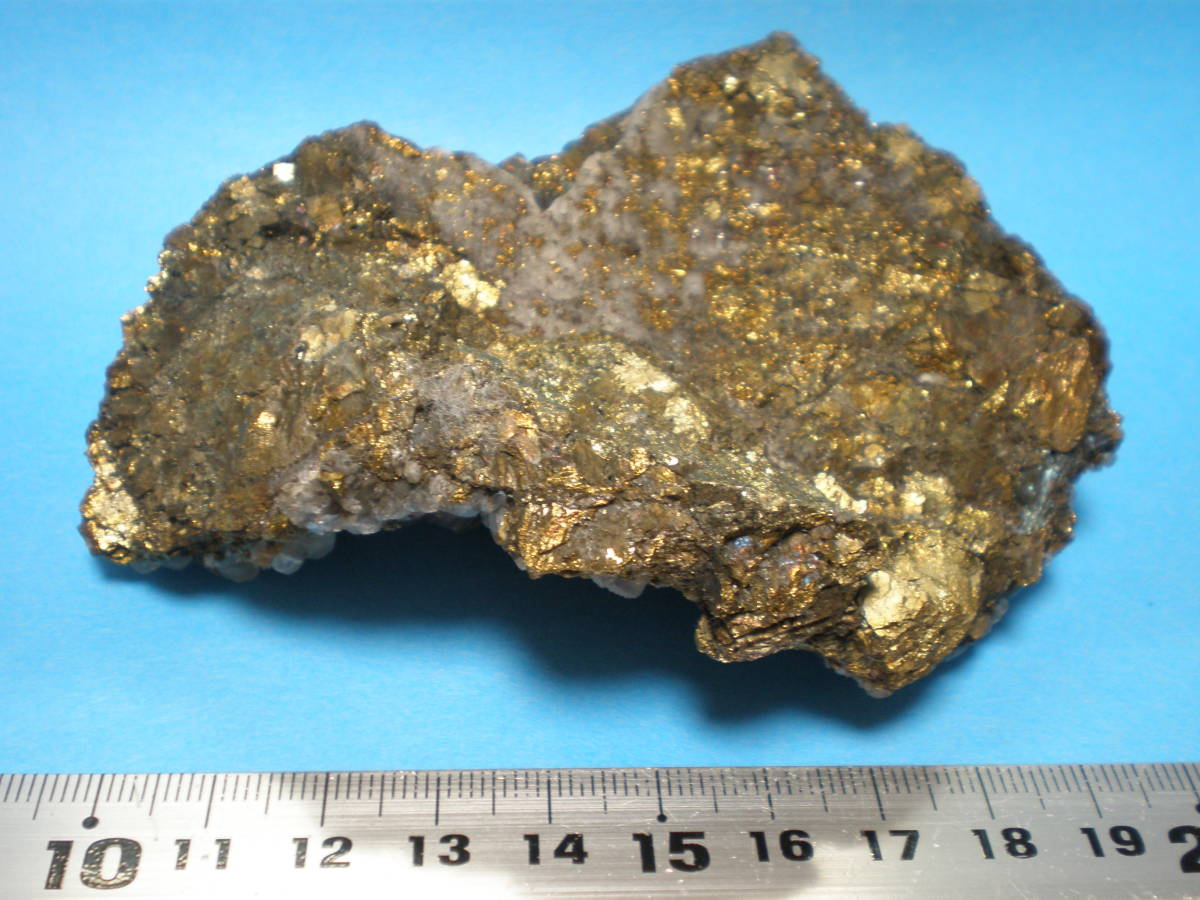 国産鉱物：黄銅鉱・方解石 栃木県日光市足尾鉱山産 356g(原石)｜売買