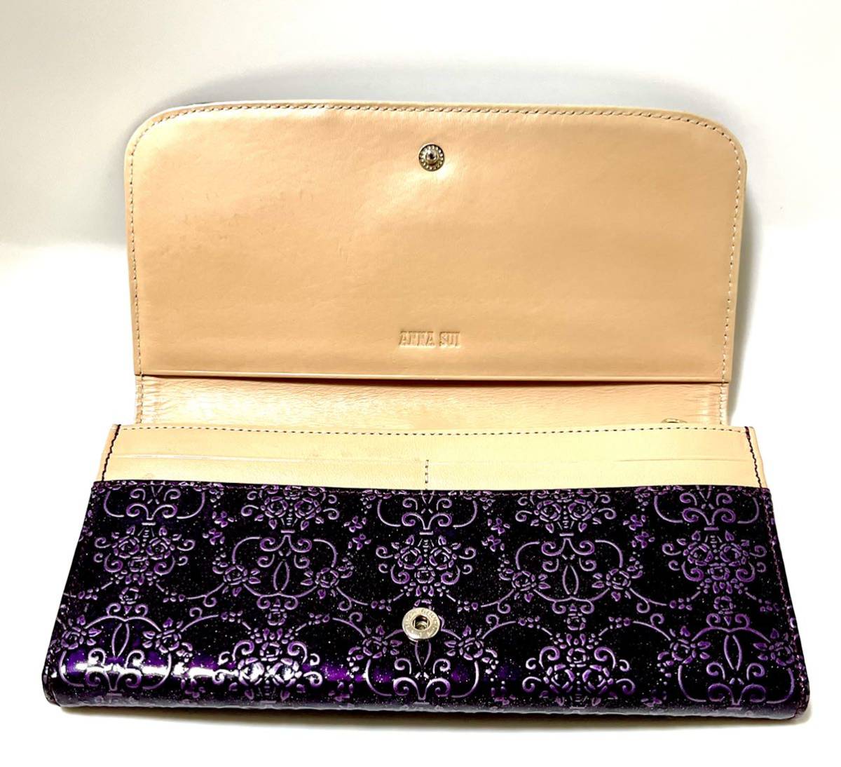 一度だけ使用】ルーミー ANNA SUI 財布 紫 パープル エナメル がま口 