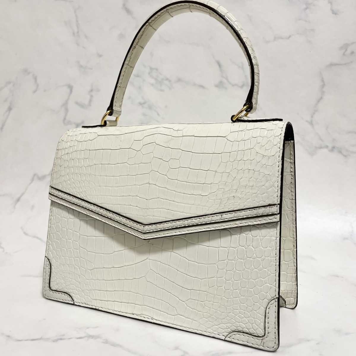 希少品】DeVerre デベール クロコダイル ワニ革 ハンドバッグ トップ 