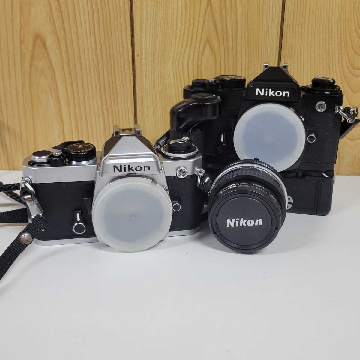 1円~【動作未確認】Nikon FE ボディ ブラック シルバー レンズ NIKKOR