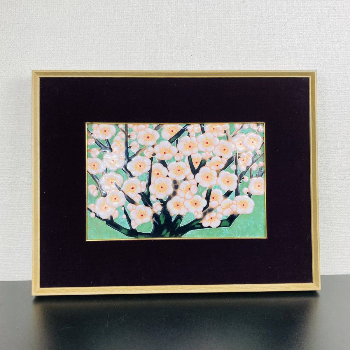 安藤七宝店 桜 陶板画 真作 安藤七寶店 七宝焼 額装 桜「安藤