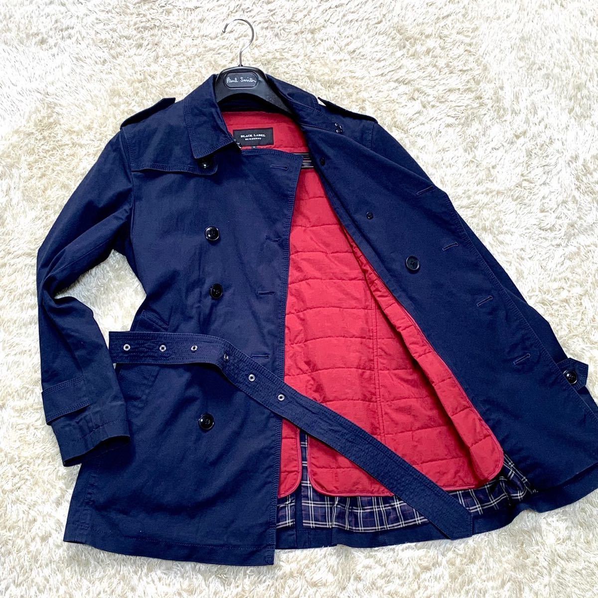 【極美品・希少カラーワインレッド】 バーバリーブラックレーベル トレンチコート ライナー付き M キルティング メンズ BURBERRYBLACKLABEL