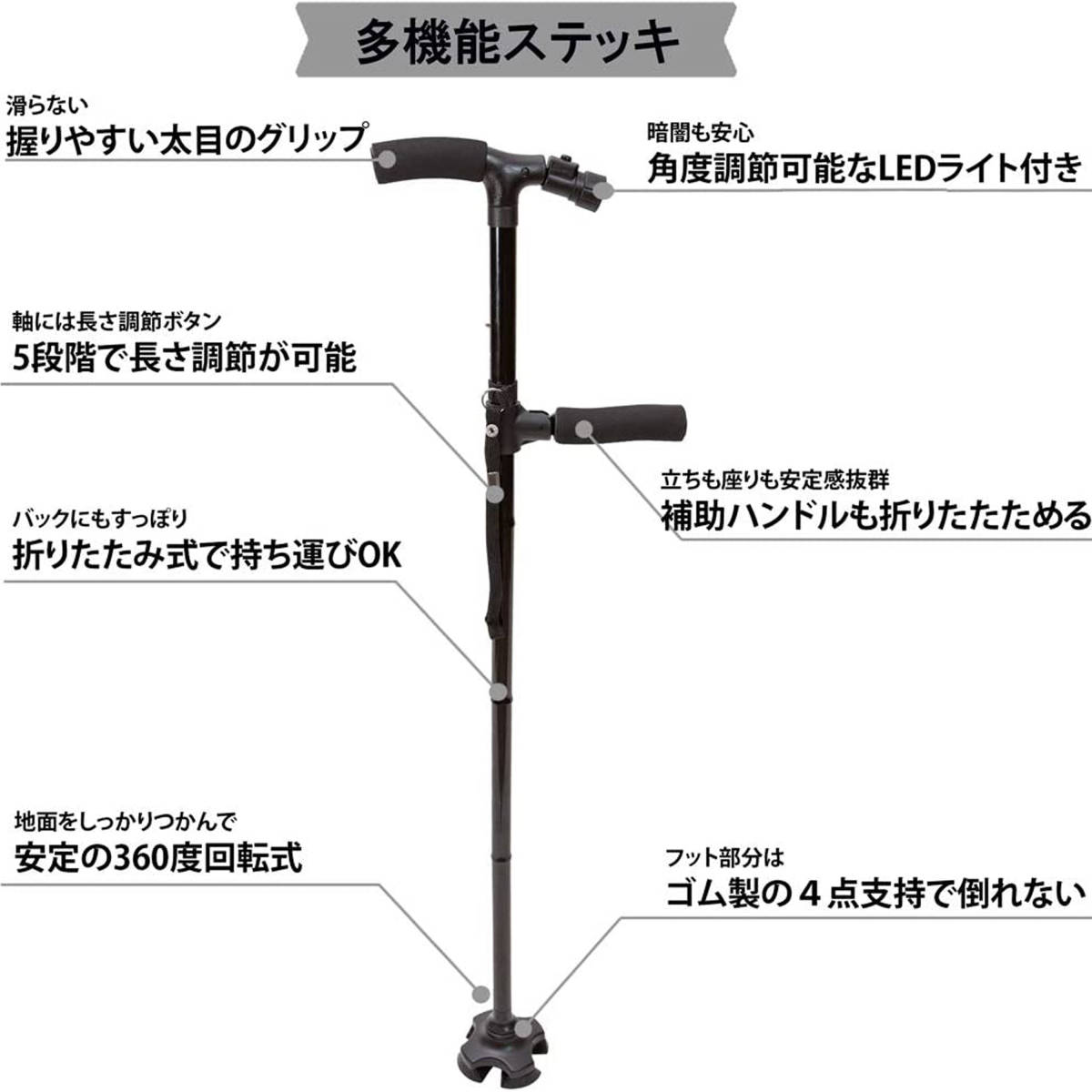  sale 品 イーチャンス ケーンセーフ プラス 杖 補助ハンドル 付き 4点支持 折りたたみ ロング VVAVACIND1115 黒(折りたたみ、伸縮)｜売買されたオークション情報、yahooの商品情報をアーカイブ公開 折りたたみ、伸縮