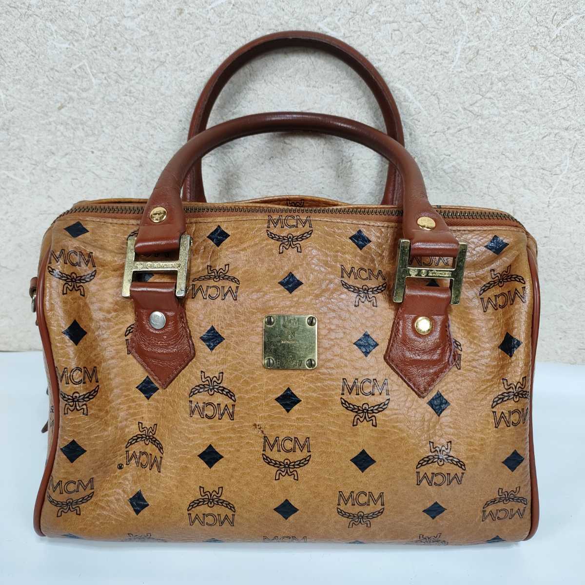 美品　MCM ブラウン ミニボストンバッグ MCM エムシーエム ヴィセトス ミニボストンバッグ 2WAYバッグ ブラウン