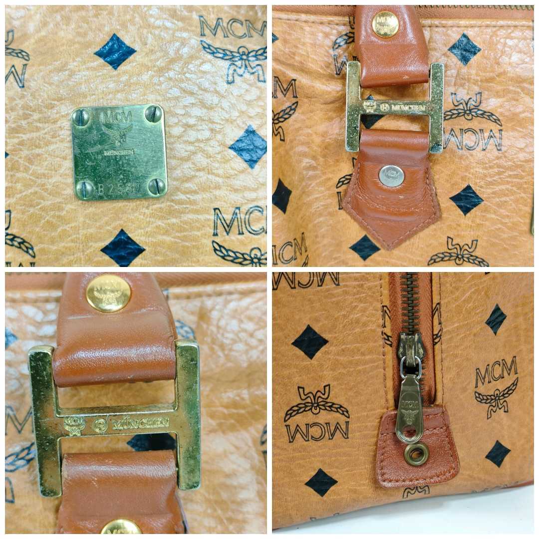 美品　MCM ブラウン ミニボストンバッグ MCM エムシーエム ヴィセトス ミニボストンバッグ 2WAYバッグ ブラウン