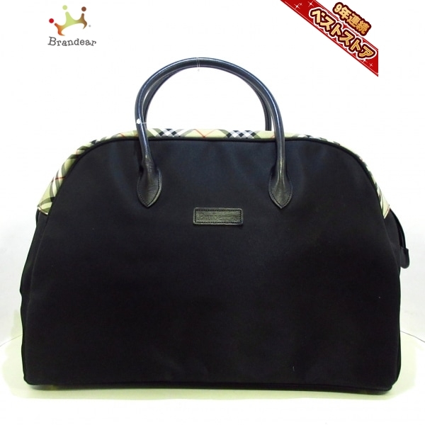 バーバリーズ Burberry's ボストンバッグ - ナイロン×レザー 黒×ベージュ 旅行鞄 バッグ