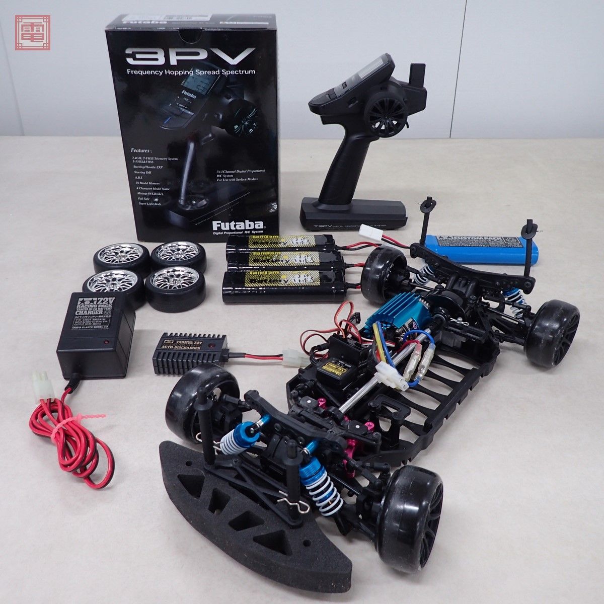 ヨコモ ドリフトパッケージ シャーシ ジャイロ他メカ付き + フタバ T3PV プロポ + その他パーツセット 簡易動作確認済 ドリパケ 現状品【20