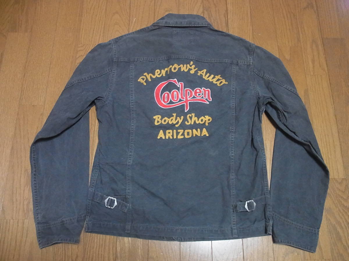 232-19/良品/Pherrow's/フェローズ/STORMY BLUE 470WJエ/豪華チェーン刺繍/ワークジャケット/38/グレー系