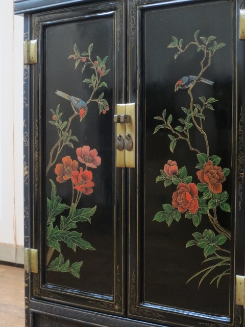 Yahoo!オークション - 逸品 黒漆 中国美術 花鳥図 真鍮金具 茶道具